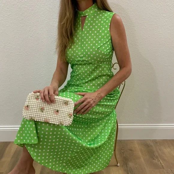 vintage lime green dress Petite Medium 80s Lime Green Mini Cocktail Dress – Flying Apple Vintage main image 1